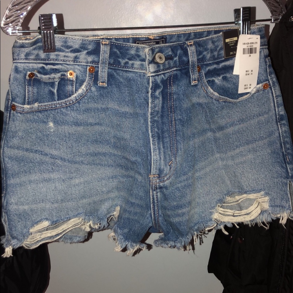 high waisted girlfriend style denim shorts
